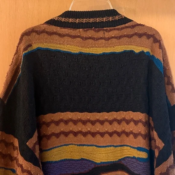 Saxony Collection Men's Vintage 3D Knit Leather Sweater Orange Brown Size 3XB